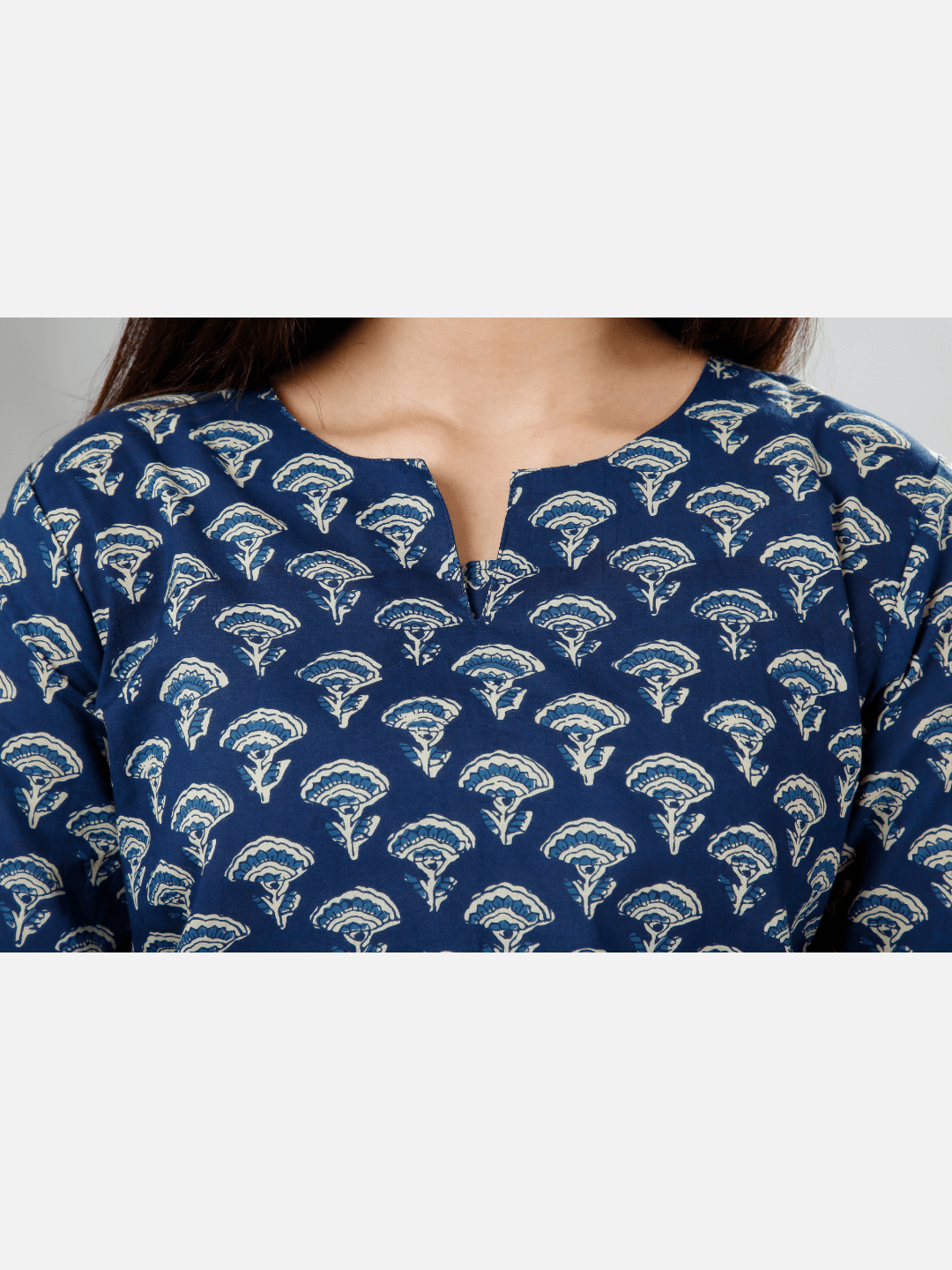 Blue Hand Block Printed Cotton Lounge Wear (6731812339909)